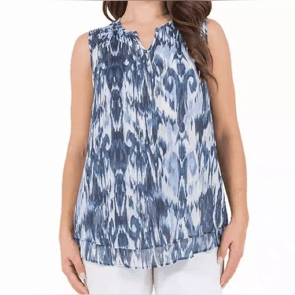 Cristina B Women's V-Neck Sleeveless Top, Blue Depths, Size S , M